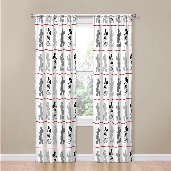 Accents Mickey Mouse Disney Window Curtains Drapes Tie Backs White